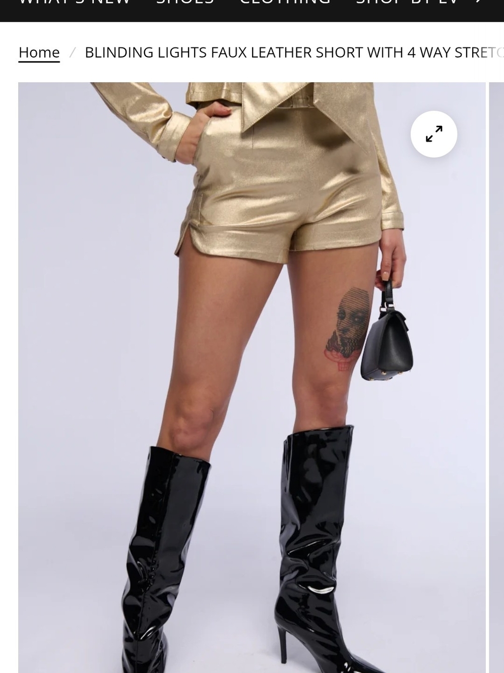 NWT AKIRA Metallic Gold High-Waist Faux Leather Shorts -Size M